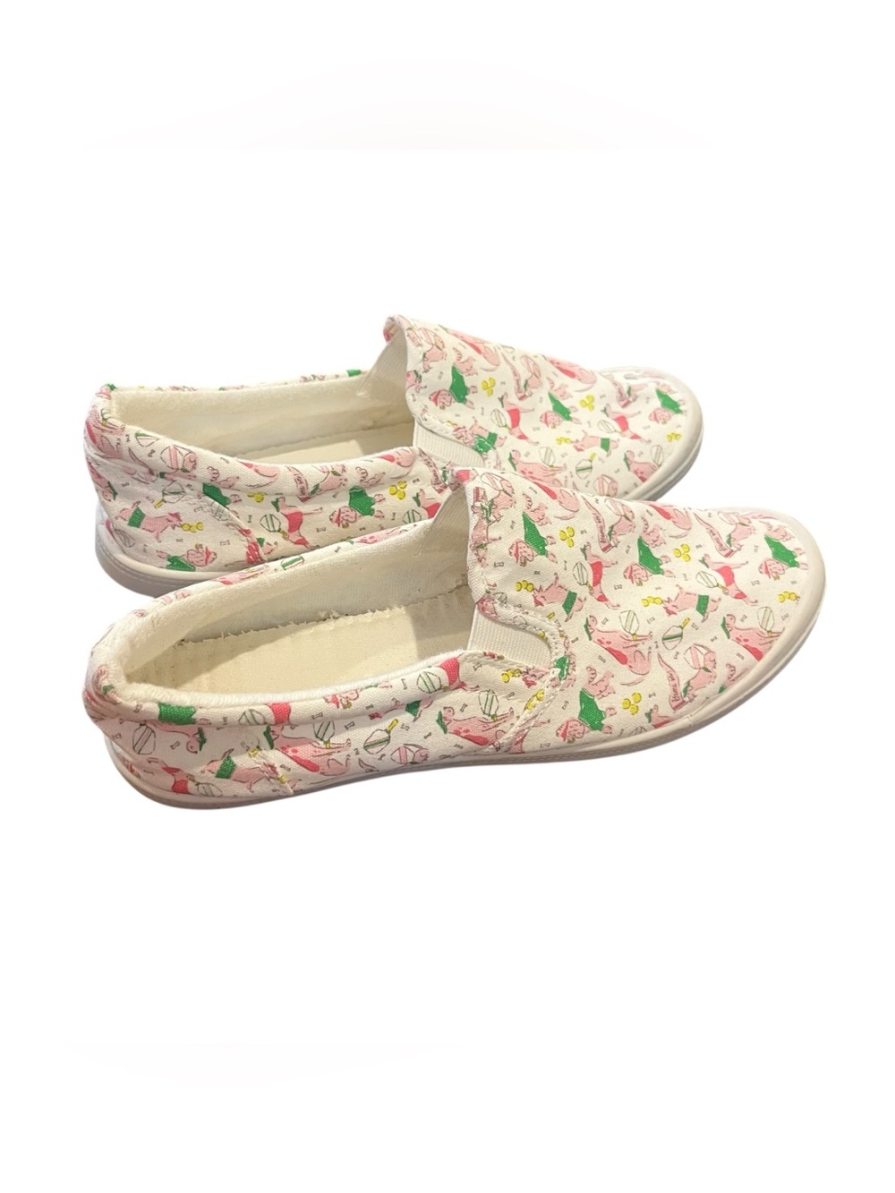 Humane society pink pickle ball dogs canvas slip on sneakers 9 shoes